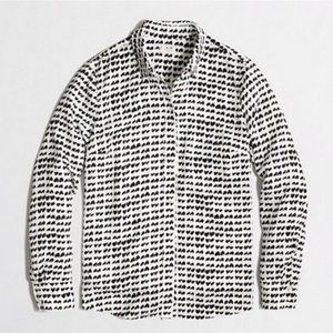 J. CREW FACTORY Drapery Heart Blouse Off White Black Medium
